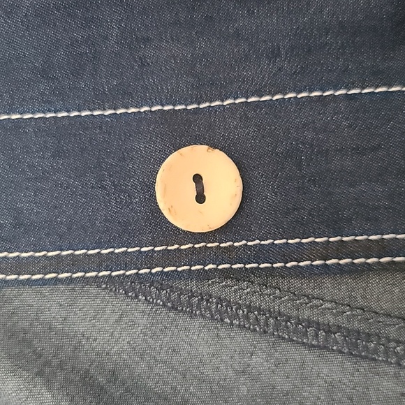 Women's Dark Blue Light Denim Front Buttons High Waist Skirt (Sz 4) - Picture 3 of 10